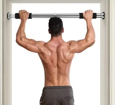 RK_Enterprise "Pull Up Bars For Home Workout -Chin Up Bar Gym Accessories for Men Door Way Adjustable Hanging Rod Without Screw, Anti-skid Grip, Strength Training Exercise Bar- Pullup Bar Red Black"