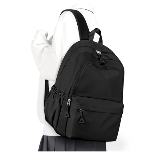 winspansy Backpack for School Teenage Girls Boys,Waterproof Lightweight School Bags Travel Daypack Simple Cute College Backpack Rucksack for Women Men fit 14 Inch Laptop,Black - color: A1-black