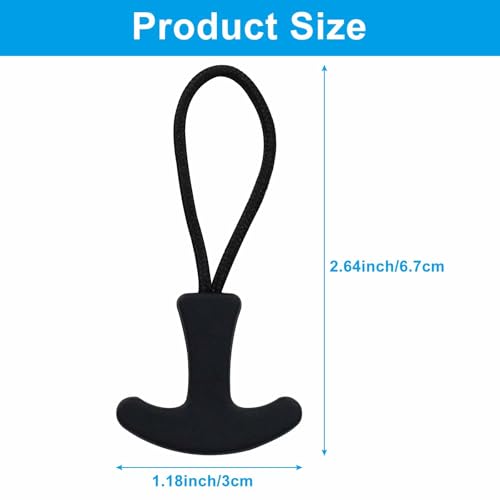 Kemcatui 20 Pack T-Shaped Zipper Pull Tab, Soft Nylon Black Zipper Pull Extender for Backpack Luggage Handbag Purse, Repair Replacement Parts