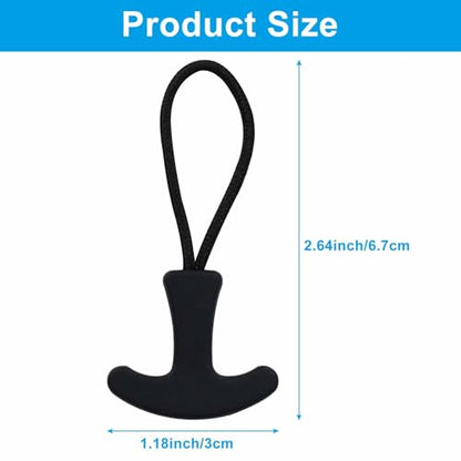 Kemcatui 20 Pack T-Shaped Zipper Pull Tab, Soft Nylon Black Zipper Pull Extender for Backpack Luggage Handbag Purse, Repair Replacement Parts