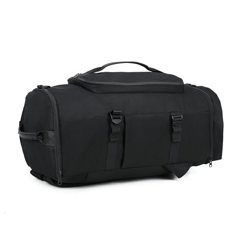 Gym Duffle Bag Backpack for Men Women with Shoes Compartment Waterproof Large Travel Duffle Bag Weekender Overnight Bag with Wet Pocket (005-Black)