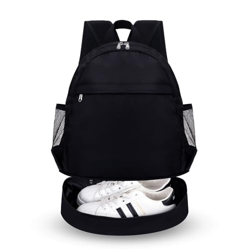 Dry Wet Gym Backpack with Shoe Compartment and Wet Pocket for Women Water Resistant Sports Bag for Swimming Beach Yoga Travel, Black M - color: Black, size: Medium