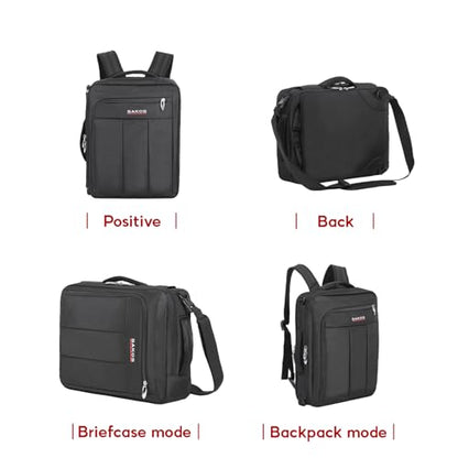 SAKOS Flash 3 in 1 Laptop Bag, 15.6 Inch Convertible Messenger, Shoulder Bag & Backpack, Water Repellent Travel Bag, Professional Work Bag for Men & Women, Briefcase with Laptop Compartment - Black - color: 5. Flash - Black