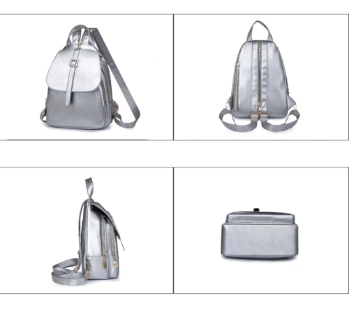 YANAER Mini Backpack for Women PU Leather Anti-theft Small Fashion Cute LightWeight Daypack for Work Travel Daily Silver - color: Silver