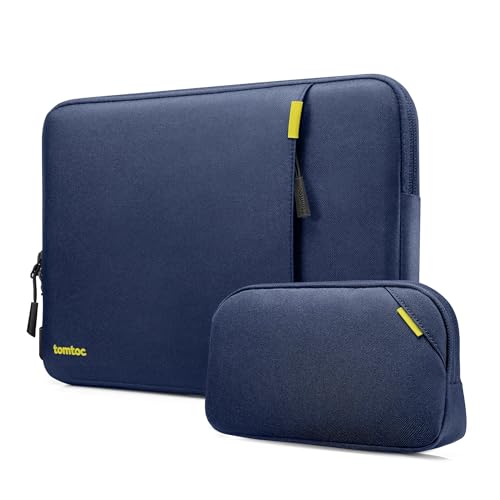 tomtoc 360 Protective Laptop Sleeve Set for 13-inch MacBook Air M5/A3449 (2026) M4/A3240 M3/A3113 M2/A2681 M1/A2337, Water-Resistant Laptop Case with Accessory Bag Fits 13" MacBook Neo A18/MacBook Pro - color: Navy Blue, size: 13-inch