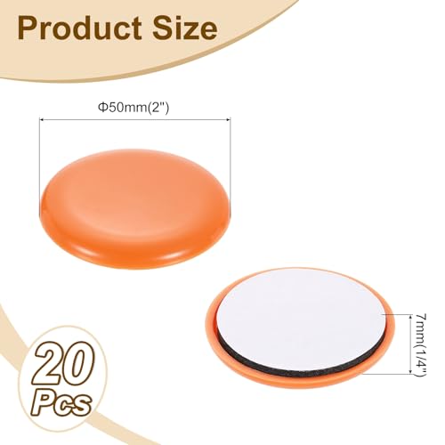 uxcell 20Pcs Furniture Sliders, 2 Inch Round Self-Adhesive Carpet Furniture Moving Pads Gliders Floor Protectors for Carpeted Tile Vinyl Hardwood Floors, Orange - size: 2 Inch