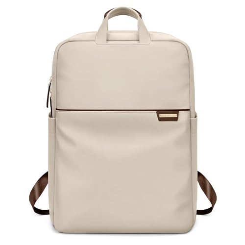 Slim Laptop Backpack for Women, Lightweight Business Backpack for Women Computer Bag Purse for Commuting, Fit 14Inch, Apricot - color: Apricot, size: 14 Inch