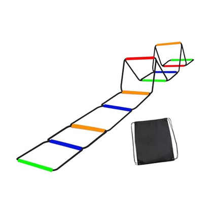 Agility Ladder Speed Ladder Footwork Ladder Workout Ladder Carbon Steel Construction Foldable Design Suitable for Athletic Training Coaches Athletes - size: 10 Grids With Bag