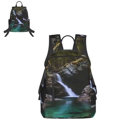 Travel Backpack for Women Men Clear Small Waterfall Daypack 15 inch Lightweight Computer Bag Casual Back Pack - color: Clear Small Waterfall