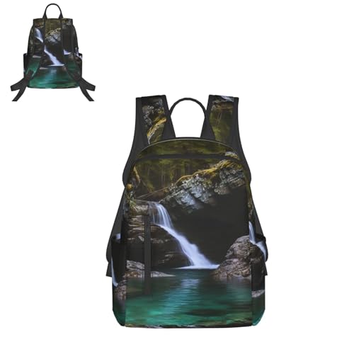 Travel Backpack for Women Men Clear Small Waterfall Daypack 15 inch Lightweight Computer Bag Casual Back Pack - color: Clear Small Waterfall