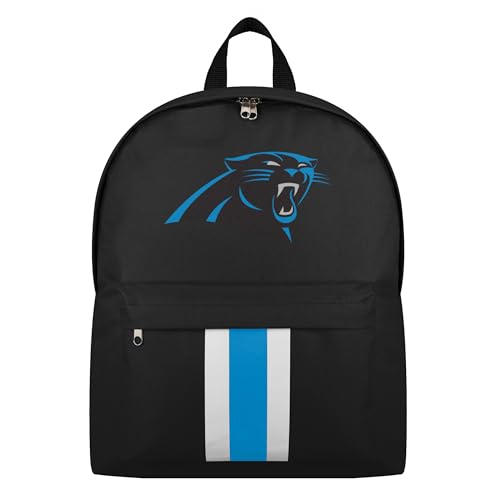 FOCO NFL Officially Licensed Team Color Primary Logo Solid Stripe Football School Bag Travel Backpack - Carolina Panthers - Black - color: Carolina Panthers