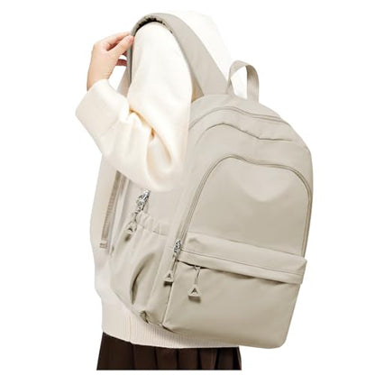 BJLFS Khaki School Backpack for Girls Women Waterproof High School Book Bag Cute Backpack for Men Teens Boys, Lightweight Simple Middle School Back Pack Daypack - color: A0-khaki