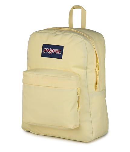 JanSport SuperBreak Plus Backpack with Padded 15-inch Laptop Sleeve and Integrated Bottle Pocket - Spacious and Durable Daypack for Work and Travel, Lemon Ice - color: Lemon Ice