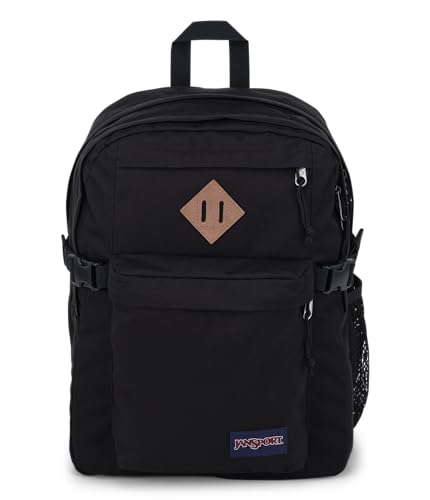 JanSport Main Campus Backpack - Travel or Work backpack w 15-Inch Laptop Sleeve and Dual Water Bottle Pockets, Black - color: Black