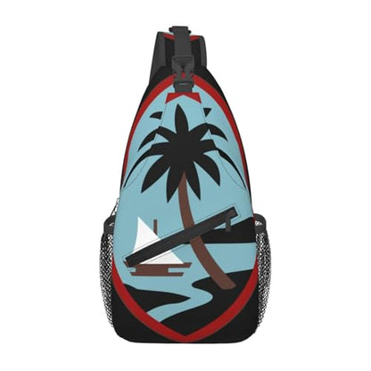 Guam Arng Sling Backpack Chest Daypack Crossbody Crossbody Shoulder Bags For Travel Sports Running Hiking, Black