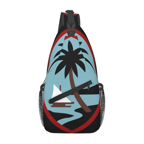 Guam Arng Sling Backpack Chest Daypack Crossbody Crossbody Shoulder Bags For Travel Sports Running Hiking, Black