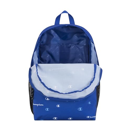 Champion Kids' Merit Backpack with Padded Straps, Water Bottle Pocket and Laptop Compartment for Daily Use, Medium Blue, One Size - color: Medium Blue