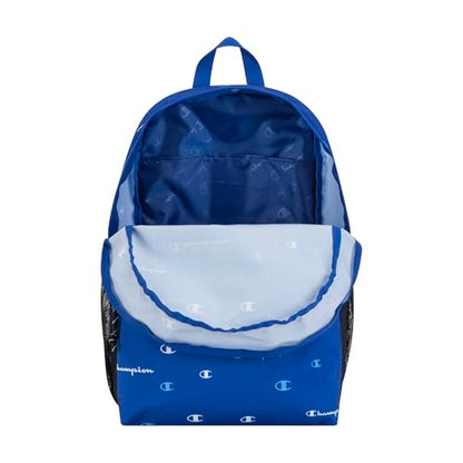 Champion Kids' Merit Backpack with Padded Straps, Water Bottle Pocket and Laptop Compartment for Daily Use, Medium Blue, One Size - color: Medium Blue