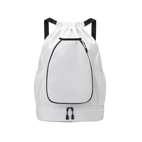 Multifunctional sports bag, backpack, independent shoe compartment, can hold basketball, badminton and tennis(White) - color: White