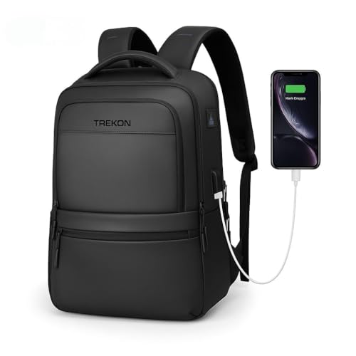 TREKON Laptop Backpack for Men, Fits 15.6" Laptop, USB Charging Port, Water-Resistant, Anti-Theft, TSA Approved Travel Bag, For Business & College