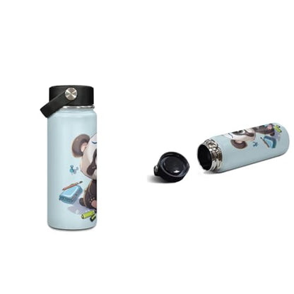 ZOUTAIRONG School Bags for Girls Boys 7-10/10-12/12-16, Cute Panda Insulated Water Bottle for Hot & Cold Drinks Casual Backpack with Side Pockets - color: Cute Panda