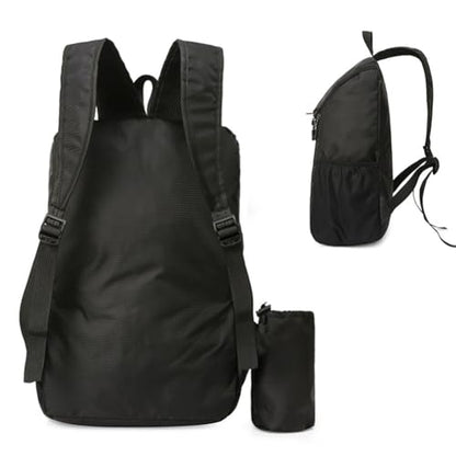 Hiking Backpack, Waterproof Wearable Lightweight Backpack, Foldable Outdoor Travel Camping Daypack - color: Black