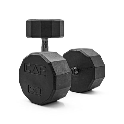 CAP Barbell Coated Dumbbell Weight | Multiple Options Pairs & Sets - size: 50 lb - Pair, style: 12-Sided - Black Handle