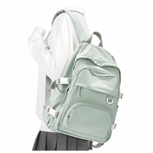 Lightweight College Backpack for Women Men Cute School Bag for Teens Girls Boys High School Backpack for Students Waterproof Casual Daypack Backpack（Green） - color: A3-green