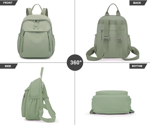 Pealwel Mini Nylon Women Backpacks,Small Ladies backpacks Lightweight Shoulder Satchel Bag Tote Handbag Casual Travel Daypack (Light Green(A)) - color: Light Green(a)