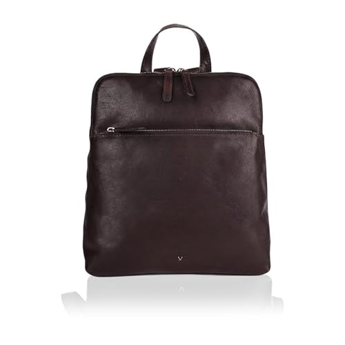 Genuine Leather Backpack for Women - 12.5 Inch with Adjustable Shoulder Strap - Stylish and Durable (Chestnut) - color: Chestnut