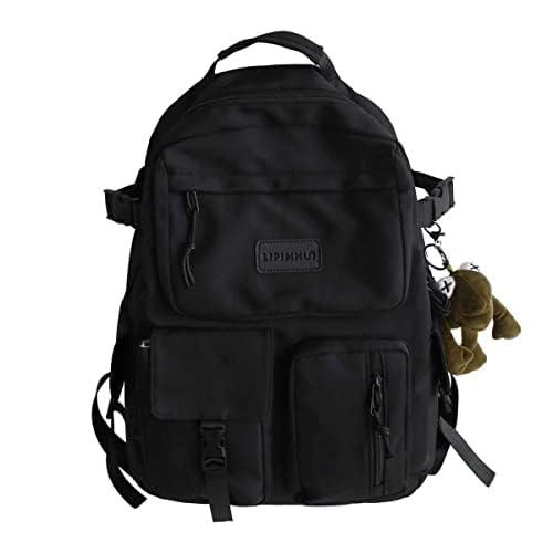Casual Large Capacity Student Backpacks Cute Backpack for Back To School Traveling Hiking Teens Girls Aesthetic Backpack… (Black) - color: Black