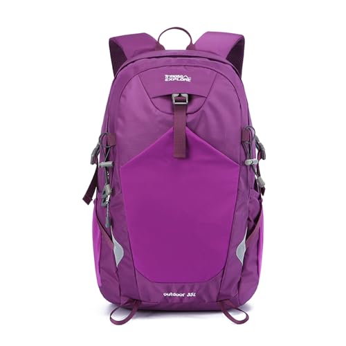 35L Hiking Backpack Waterproof Rucksack Large Lightweight Daypack with Reflective Strip Durable Nylon Backpack for Women Men Camping Climbing Travel Outdoor Sports Purple - color: Purple