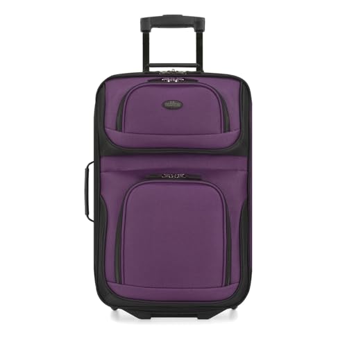 U.S. Traveler Rio Lightweight Softside Rolling Carry-on Suitcase, 2-Wheel Single, Purple - color: Purple, size: 21"