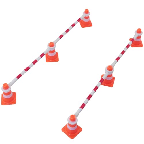 20PCS Car Model Toy Educational Traffic Cones Plastic Mini Road Marker Enlightenment Simulation Props 20 Orange Cones 10 Red White Round Barrier Connecting Rods