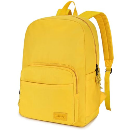 VASCHY School Backpacks, Lightweight Bookbag Schoolbag for Boys Girls Casual Basic Simple Daypack for Women Yellow - color: Yellow