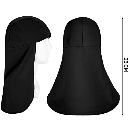2 Packs Cooling Skull Cap with Neck Shade, Elastic Hard Hat Sun Shield for Men Women, Quick Dry Moisture Wicking - color: Black, size: One Size