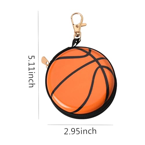 YALLNASL Soccer Basketball Volleyball Baseball Storage Bag Wallet Organizer Coin Pouch Keychain Case for Earplugs Earbuds Earphone - color: Basektball Keychain