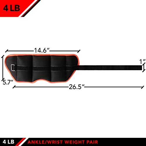 JFIT Ankle Weights - Ankle Weight Pair 10 Weight and Bundle Options - 0.5 to 8 lbs. Each (Set of 2) Adjustable Straps – Comfortable, Breathable, Moisture Absorbent Weight Straps for Men and Women - size: 4 lb Pair