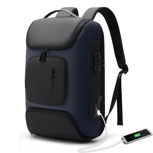 BANGE Anti Theft Backpack,Slim Laptop Backpacks Fit for 15.6 INCH，Business Backpack with USB Charging Port,Men Travel Backpack for Men and Women - color: Blue