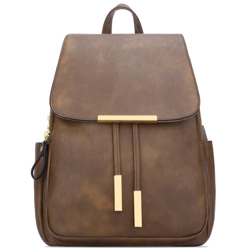 KKXIU Trendy Vegan Leather Backpack Purse for Women and Ladies Shoulder Travel Daypacks Bags (Z-Brown) - color: Z-brown, style: Backpack