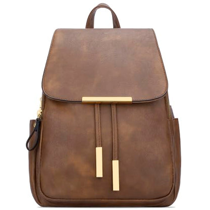 KKXIU Trendy Vegan Leather Backpack Purse for Women and Ladies Shoulder Travel Daypacks Bags (Z-Brown) - color: Z-brown, style: Backpack
