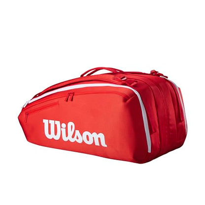 WILSON 2025 Super Tour Red Tennis Racket Bags - size: Racket Bag - Holds up to 15 Rackets