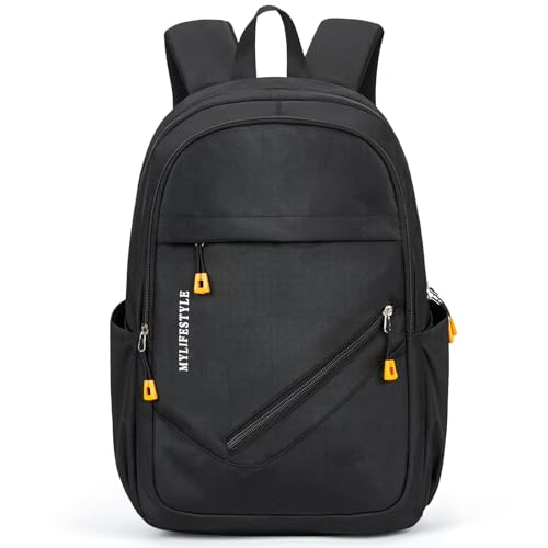 Travel Laptop Backpack, Business Slim Sturdy Water Resistant School Backpack, Gift for Men & Women, Fits 15.6 Inch Notebook - color: Pure Black