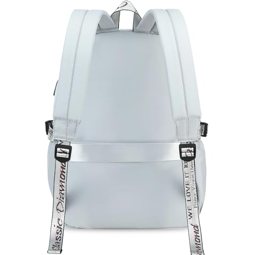 Spotted Tiger School Backpack for Girls Backpack with Lunch Box Backpacks for Teen Girl Backpacks School Bag Bookbag (Grey) - color: Grey