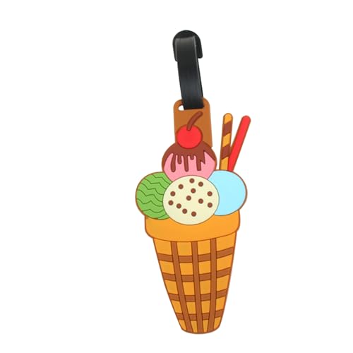 Cute Silicone Luggage Tag for Women Men Unique Travel Bag Tags Funny Colorful Identifier Suitcase Label (ice Cream) - color: Ice Cream