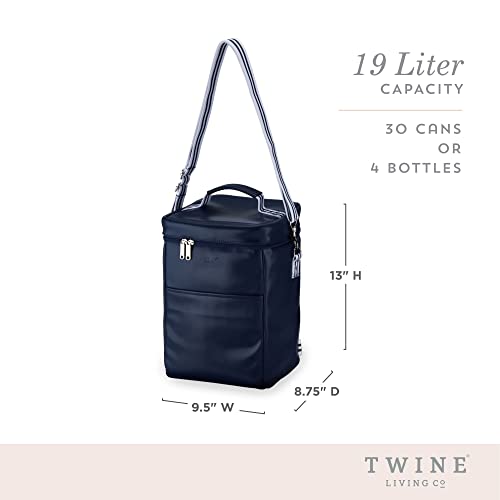 Twine Insulated Wine Tote with Adjustable Shoulder Straps and Front Pocket-Waterproof, Cooler Backpack Perfect for Picnic, Camping, Beach Trip, Hiking, Outdoor Party, Road Trips, Set of 1, Blue - style: Twine