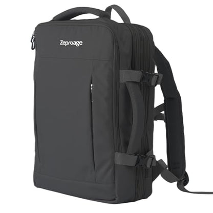 Travel Backpack, Expandable Large Capacity Business Work, Water Repellent Carry On Daypack with USB Charging Port, Fit 17 Inch Laptop, Bag for Men and Women, Black - color: Black