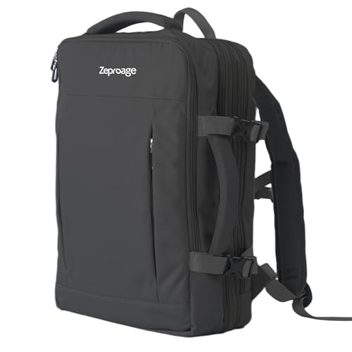 Travel Backpack, Expandable Large Capacity Business Work, Water Repellent Carry On Daypack with USB Charging Port, Fit 17 Inch Laptop, Bag for Men and Women, Black - color: Black