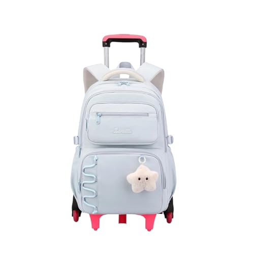 EKUIZAI Girls Rolling Backpack for Kids School Bags with wheels for Middle Students Trolley Bookbag Kids Roller School Backpack, 6-Wheel Blue - color: B-6-wheel Blue, style: 6 Wheels
