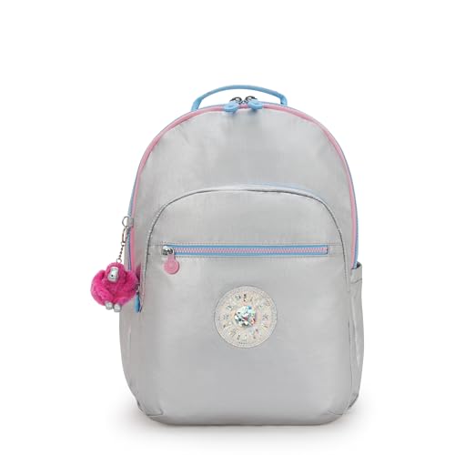 Kipling Women's Seoul Extra Large 17" Laptop Backpack, Durable, Roomy with Padded Shoulder Straps, Built-In Protective Sleeve - color: Chrome Met Pop, size: 13.5''L x 17.75''H x 9''D